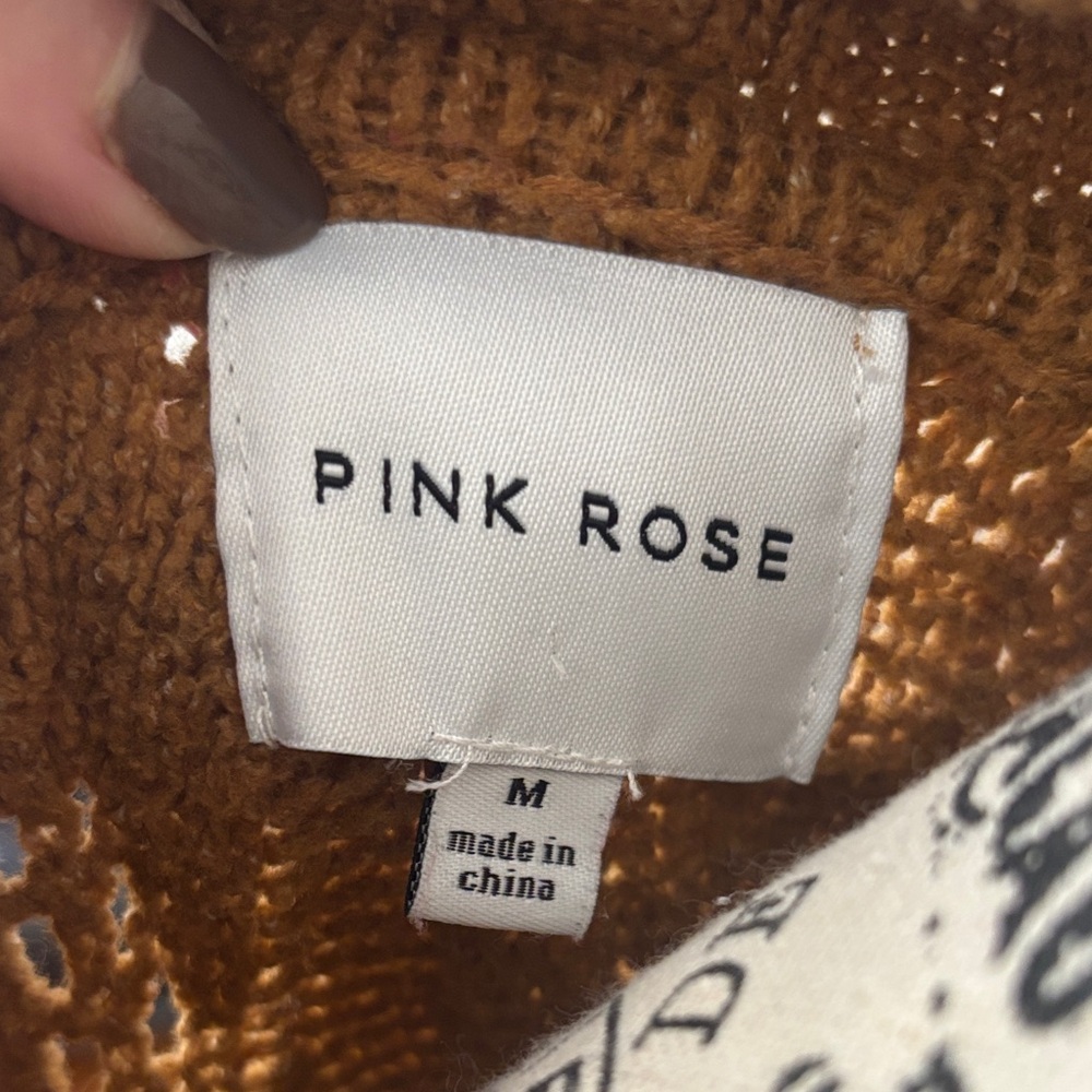 Pink Rose Collared V-Neck Sweater - Picture 5 of 5